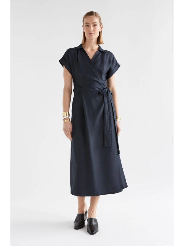 ELK the Label Minnen Wrap Dress Space Blue Front