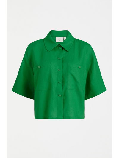 ELK the Label Nayte Linen Shirt Vine Green Flat Lay