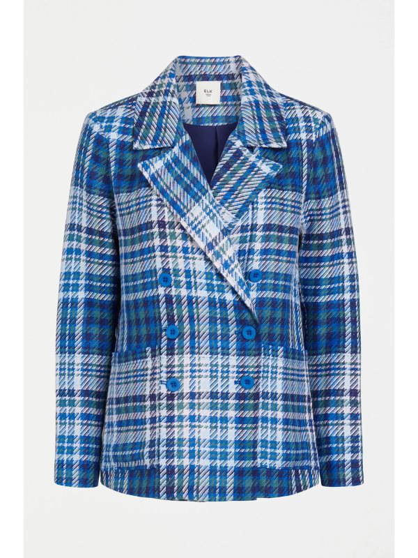 ELK the Label Ranie Jacket Blue Multi Check Flat Lay