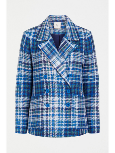 ELK the Label Ranie Jacket Blue Multi Check Flat Lay