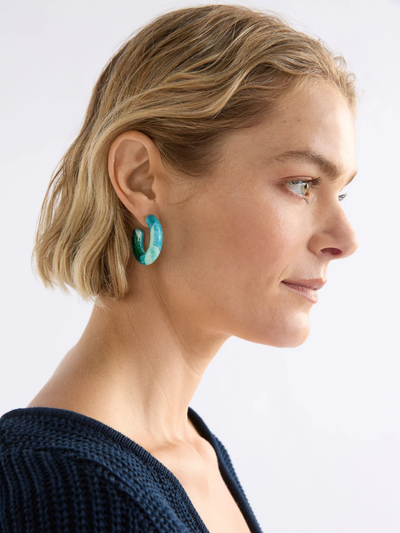 ELK the Label Resso Hoop Earrings Green & Silver