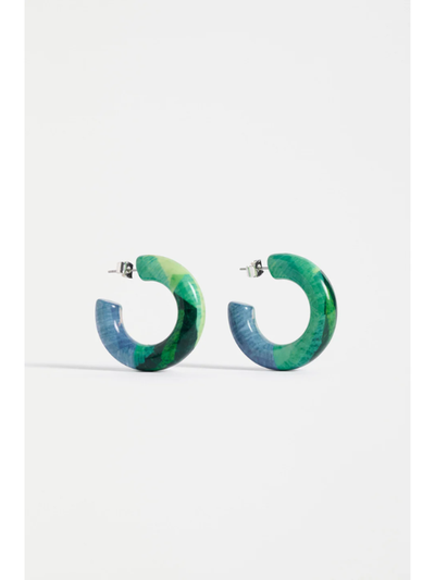 ELK the Label Resso Hoop Earrings Green & Silver