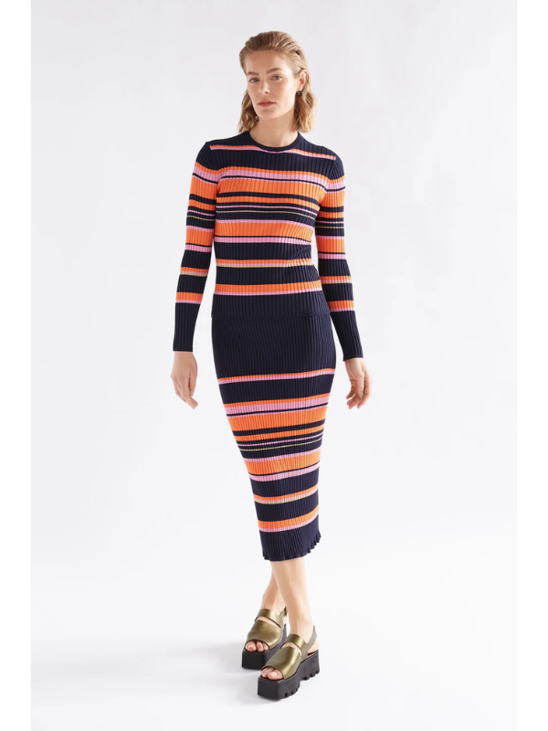 ELK the Label Slinki Knit Skirt Slinki Stripe Front