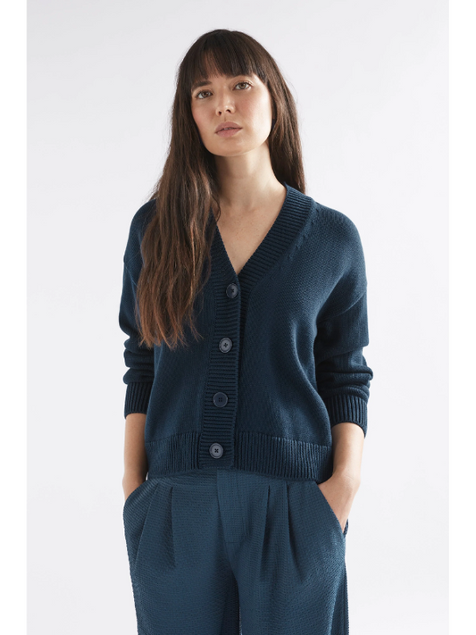 ELK the Label Willow Cardigan Deep Sea Blue Front