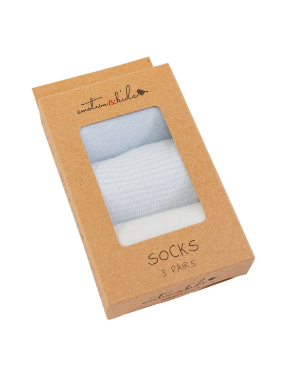 Emotion & Kids Fine Stripe Baby Socks Pack Blue 0-3 Months