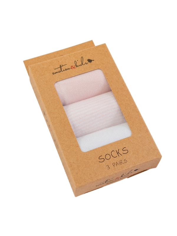 Emotion & Kids Fine Stripe Baby Socks Pack Pink 0-3 Months