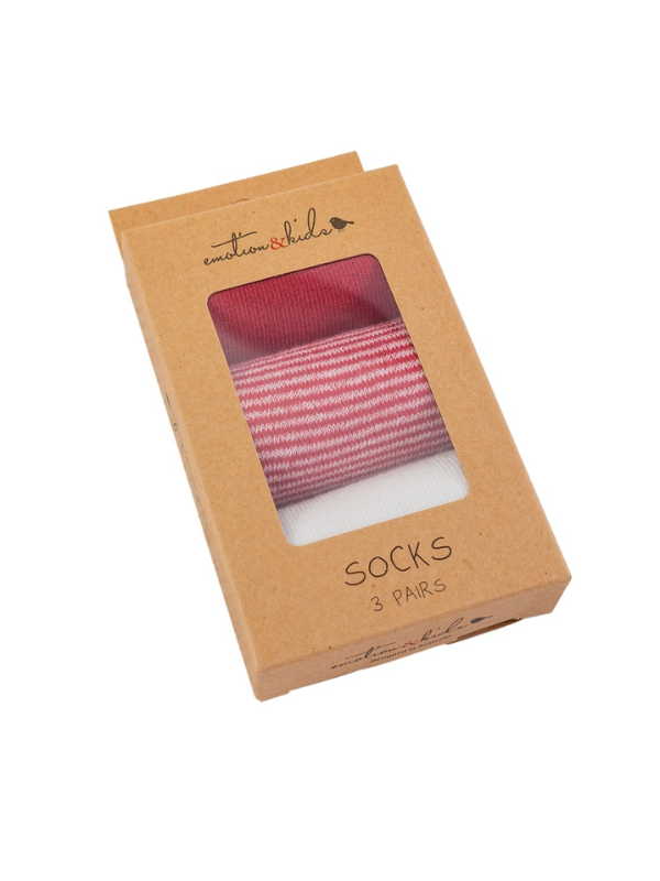 Emotion & Kids Fine Stripe Baby Socks Pack Red 3-6 Months