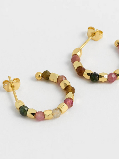 Estella Bartlett Coco Gemstone Bubble Hoop Earrings Gold