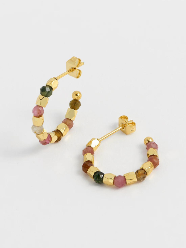 Estella Bartlett Coco Gemstone Bubble Hoop Earrings Gold