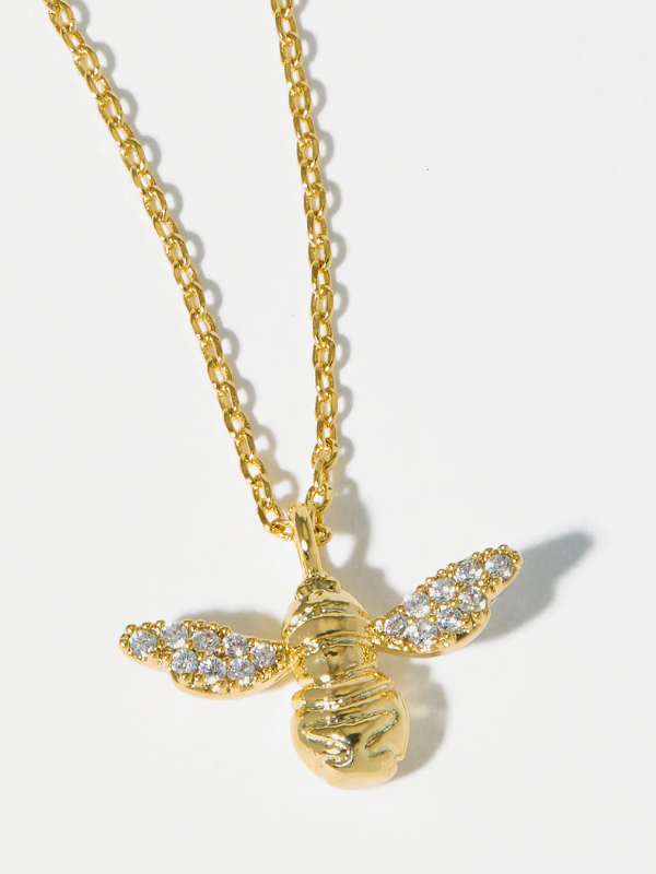 Estella Bartlett CZ Bee Charm Pendant Necklace Gold