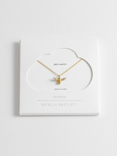 Estella Bartlett CZ Bee Charm Pendant Necklace Gold