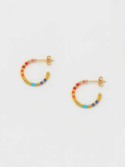 Estella Bartlett Rainbow Beaded Hoop Earrings Gold