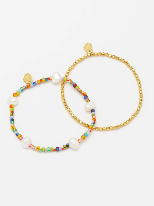 Estella Bartlett Rainbow Pearl Bracelet Set Gold