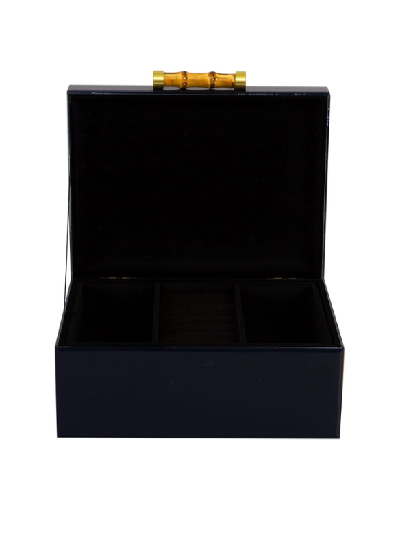 Flair Gifts Jewel Box Navy with Bamboo Handle