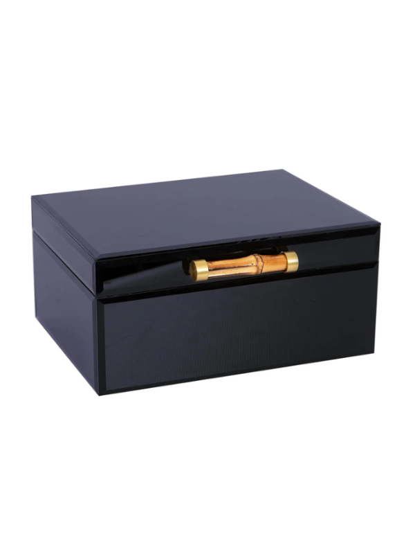 Flair Gifts Jewel Box Navy with Bamboo Handle