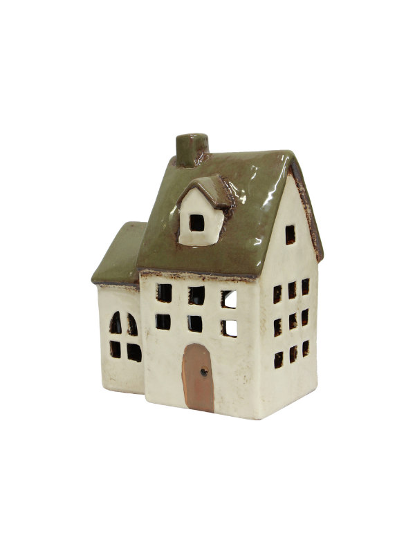 French Country Alsace Tea Light Chapel Olive Green