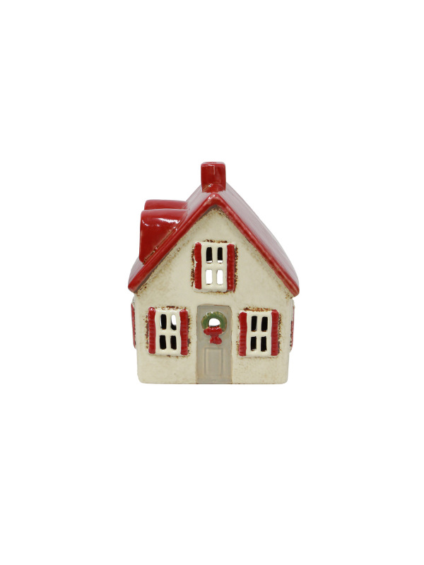 French Country Alsace Tea Light Cottage Cream with Shutters