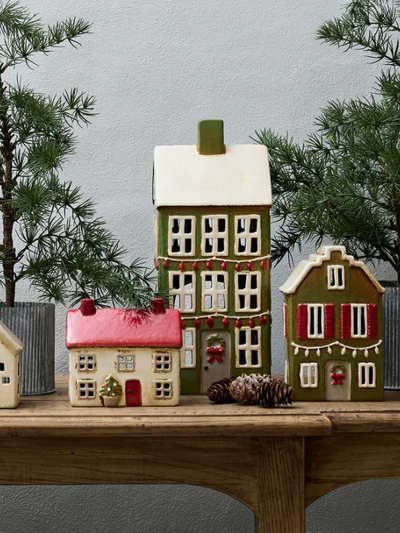 French Country Alsace Tea Light Green Christmas Grande Chalet