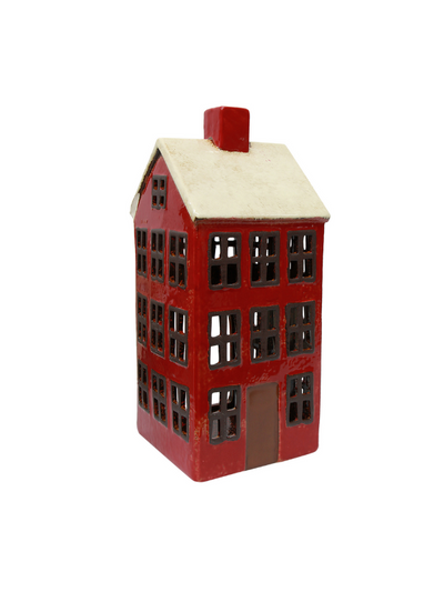 French Country Alsace Tea Light Grande Chalet Red White