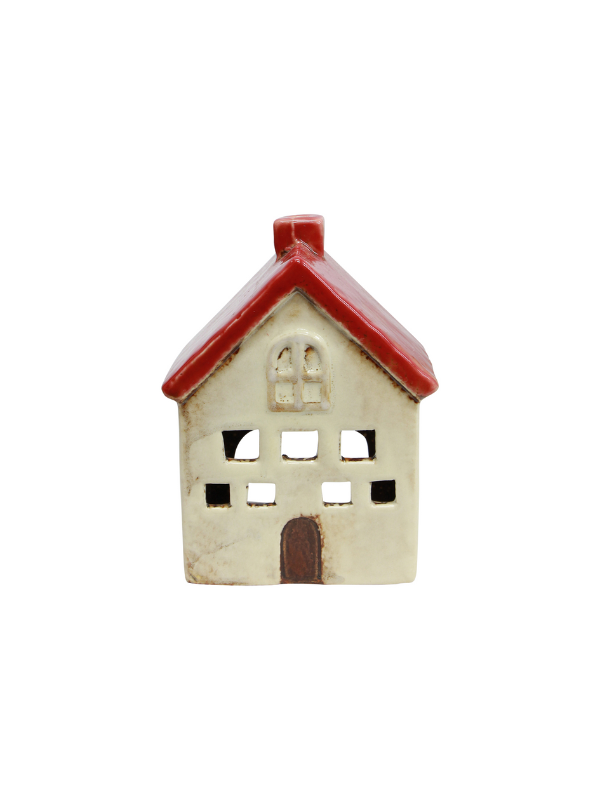 French Country Alsace Tea Light Villa Red White