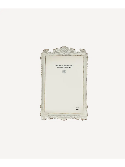 French Country Brocante Filigree Top Picture Frame Antique White 4x6"