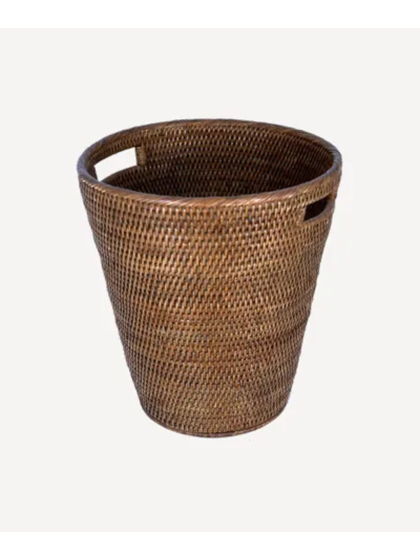 French Country Coco Round Waste Basket Brown