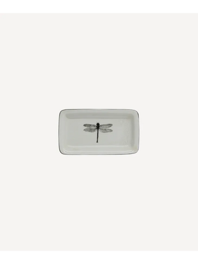 French Country Dragonfly Dish Black & White