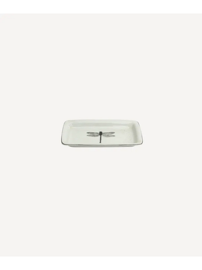 French Country Dragonfly Dish Black & White