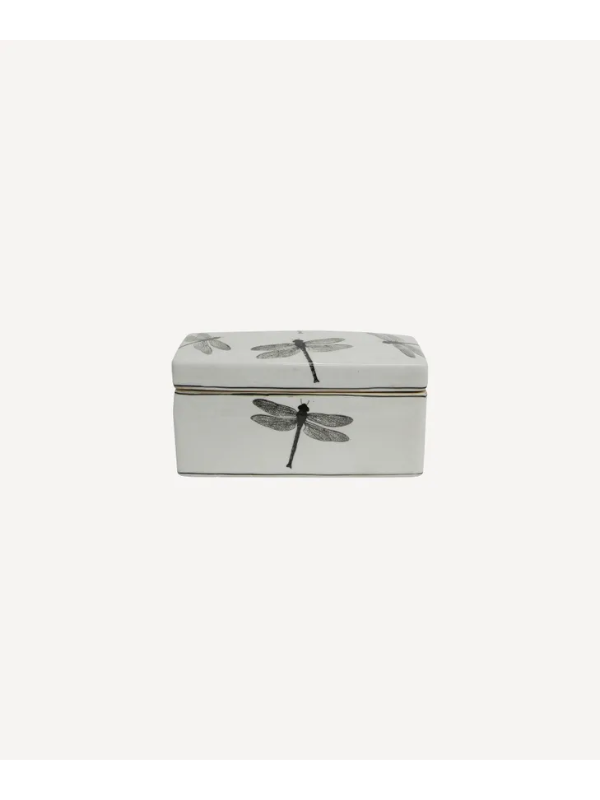 French Country Dragonfly Storage Box Black & White