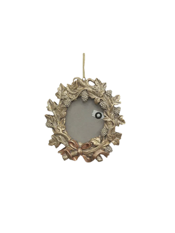 French Country Oval Frame Hanging Ornament Gold Leaf