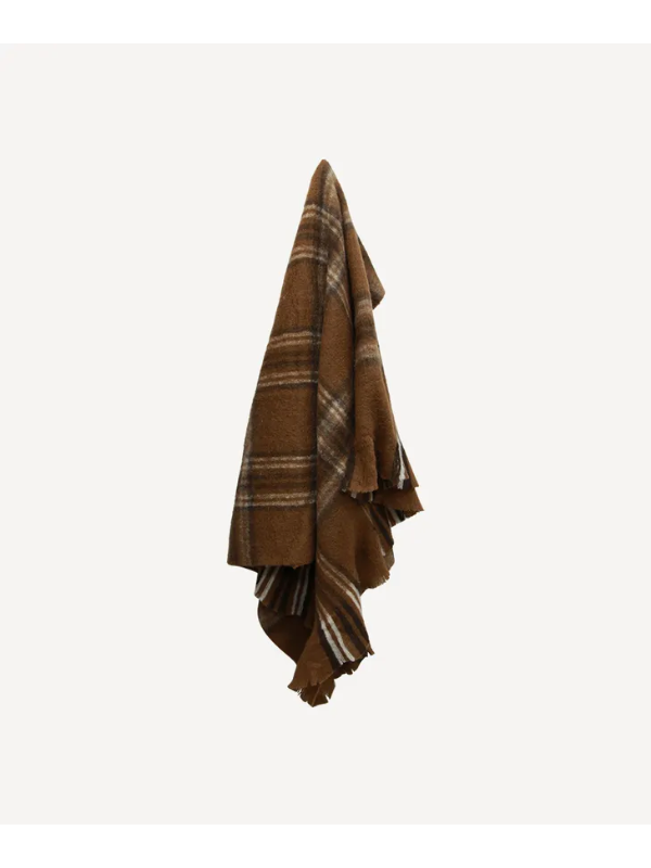 French Country Plaid Throw Brown