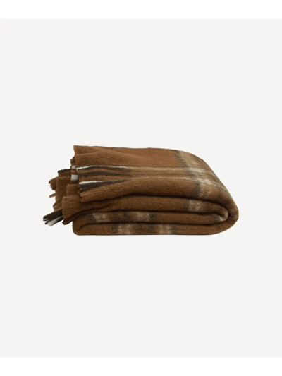 French Country Plaid Throw Brown