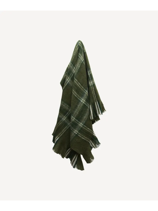 French Country Plaid Throw Green