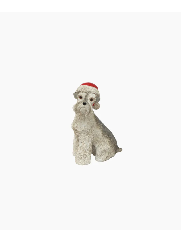 French Country Schnauzer with Santa Hat