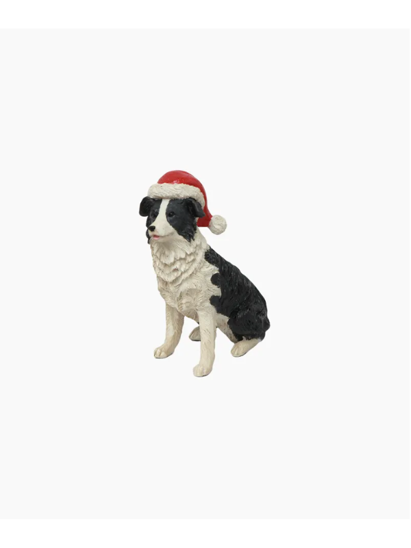 French Country Sheep Dog with Santa Hat