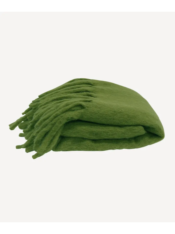French Country Solid Fringe Throw Sage Green