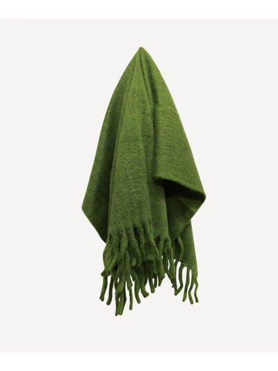 French Country Solid Fringe Throw Sage Green