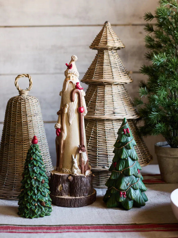 French Country Tree with Pinecones & Bird