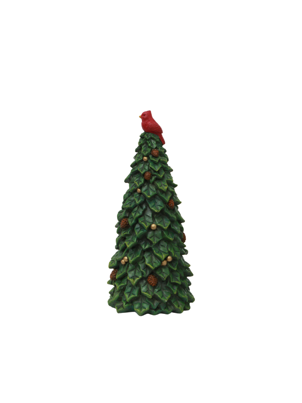 French Country Tree with Pinecones & Bird