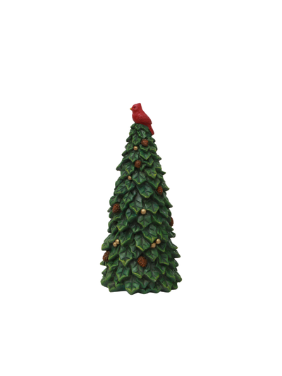 French Country Tree with Pinecones & Bird