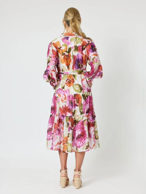Gordon Smith Maui Floral Print Dress Berry Back