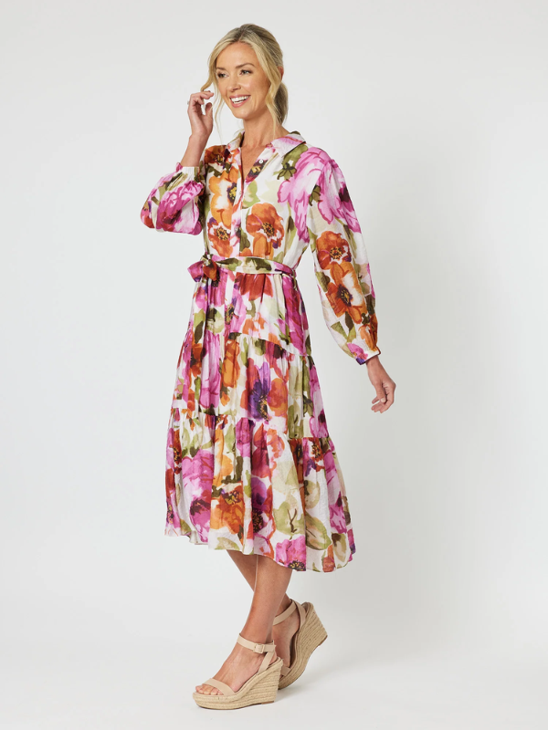 Gordon Smith Maui Floral Print Dress Berry Side