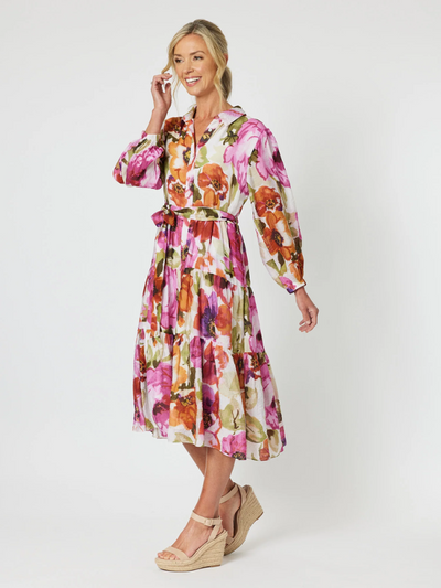 Gordon Smith Maui Floral Print Dress Berry Side