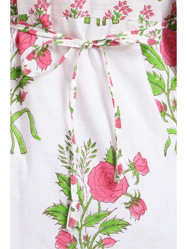 hiHandmade Cotton Rose Maxi Dress White (detail)