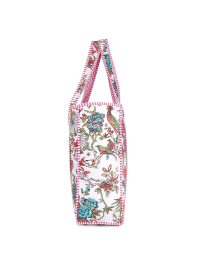 hiHandmade Tropical Cotton Tote Bag Parisian Pink (side)