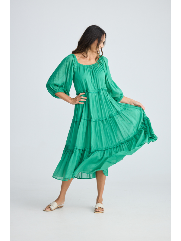 Holiday Trading Grenadine Dress Jade Green Front