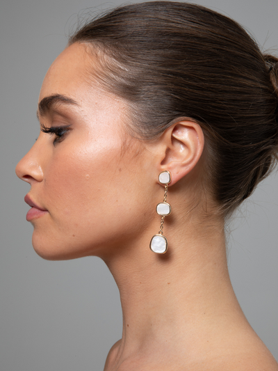 Holiday Trading Joy Earrings White & Gold