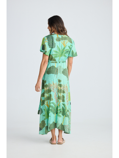 Holiday Trading Tropics Wrap Dress Rainforest Print Back