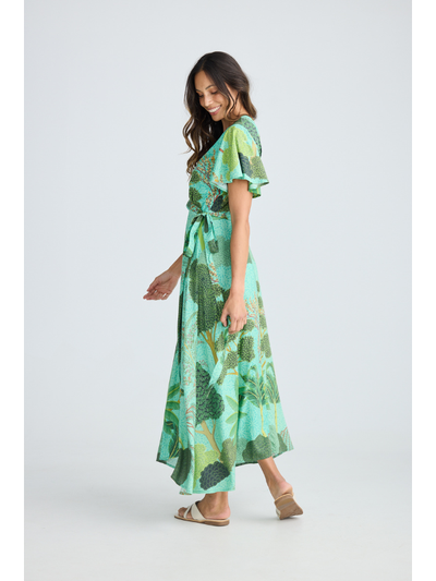 Holiday Trading Tropics Wrap Dress Rainforest Print Side