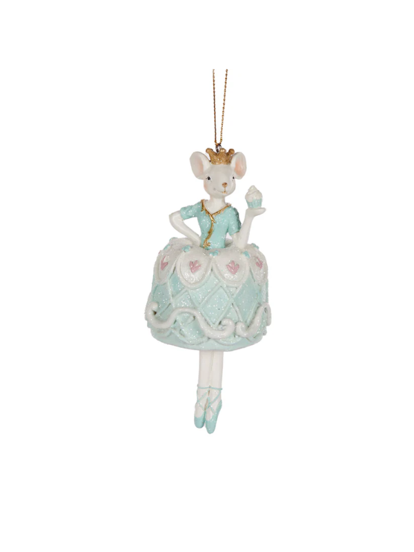 Holly & Ivy Cupcake Mouse Hanging Decoration Sage